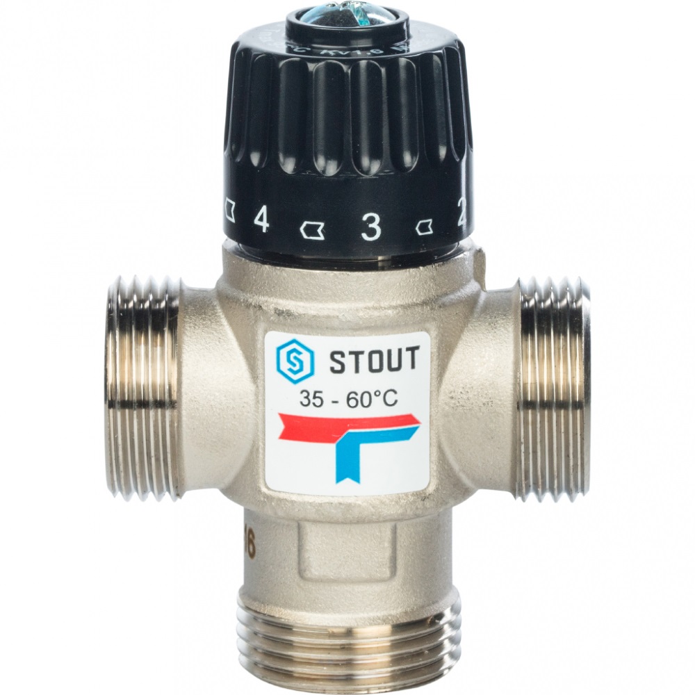 Клапан термостатический 3/4' 35-60°С KVs 1.6 STOUT SVM-0020-166020 (бок.смешение)