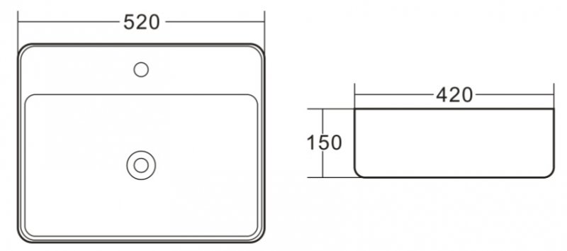 Раковина BelBagno BB1367 520х420х150 с отв. под смеситель накладная