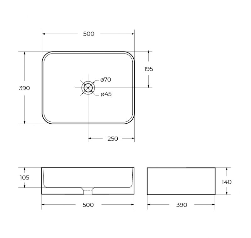 Раковина BelBagno BB1304 500х390х130 накладная